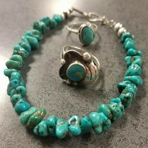 Vintage Turquoise Bracelet and Rings